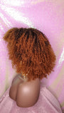 Strawberry Blonde Curly Afro Kinky Twist Hair with Bangs Wig Afro Corkscrew Hair Wig Soft Natural Coily Ombre Blonde Hair Wig - Beauty Blessing Wigs & Hair Extensions Boutique
