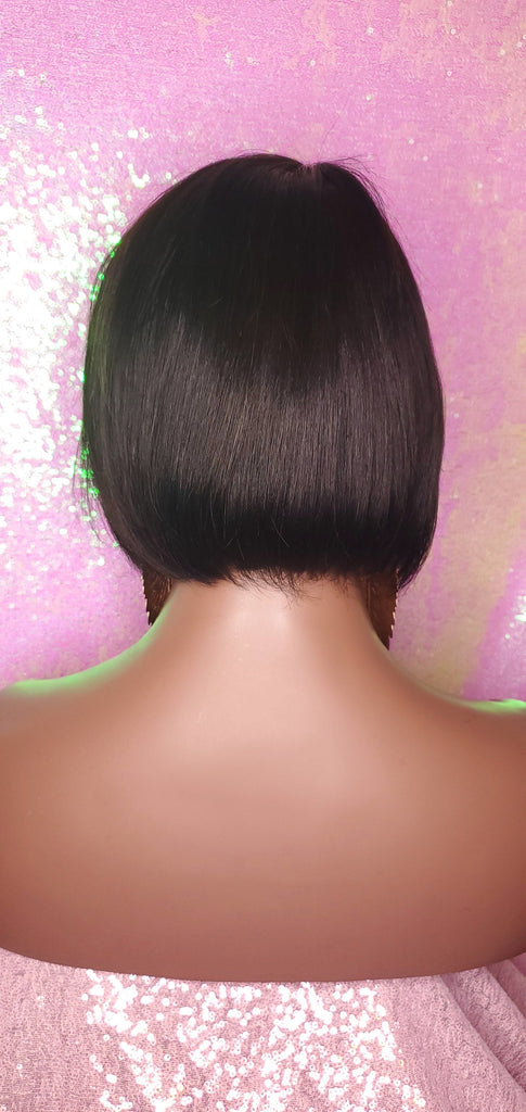 Short Bob Hairstyle 100% Human Hair Unprocessed Brazilian Remy Short Mink Hair Swoop Bang Bob Style Lace Wig - Beauty Blessing Wigs & Hair Extensions Boutique