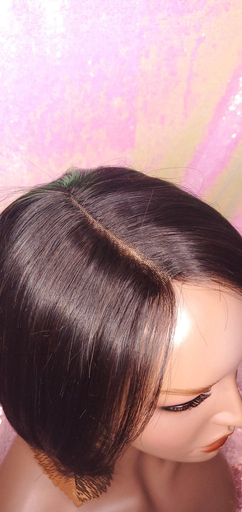 Short Bob Hairstyle 100% Human Hair Unprocessed Brazilian Remy Short Mink Hair Swoop Bang Bob Style Lace Wig - Beauty Blessing Wigs & Hair Extensions Boutique