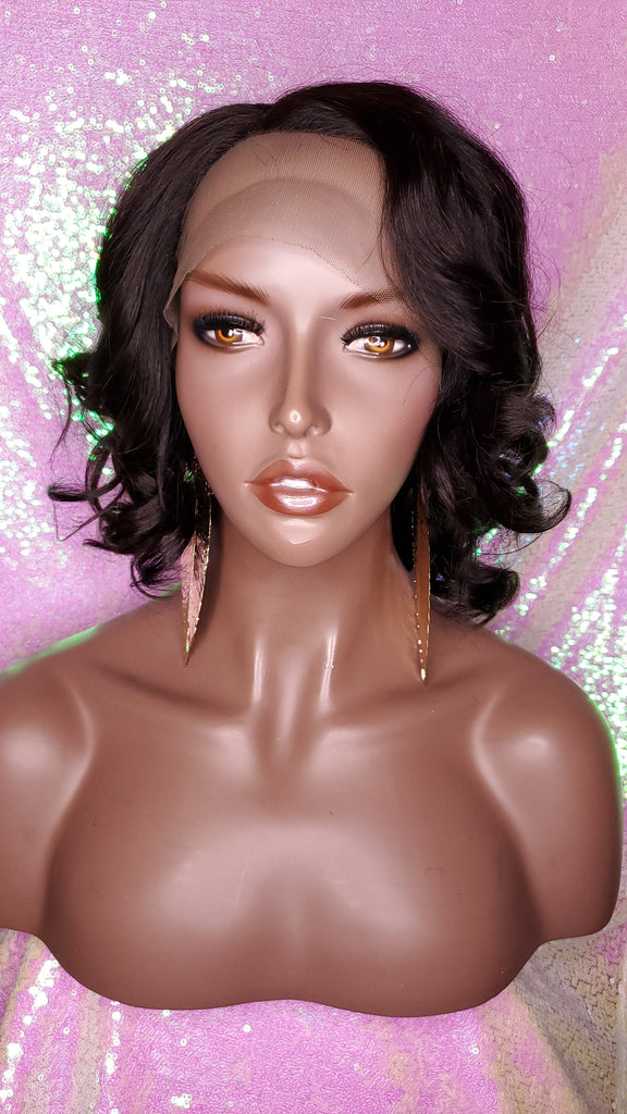 Short Bob Curly Brazilian Virgin Remy 100% Human Hair Lace Front Wig Razor Cut Bob Hair Style Curly Wig - Beauty Blessing Wigs & Hair Extensions Boutique