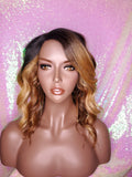 Bob Style Loose Wave Pre-Cut Lace Wig Preplucked Lace Wig Swoop Bang Hair Ombre Brown Strawberry Blonde Auburn Blonde - Beauty Blessing Wigs & Hair Extensions Boutique