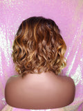 Bob Style Loose Wave Pre-Cut Lace Wig Preplucked Lace Wig Swoop Bang Hair Ombre Brown Strawberry Blonde Auburn Blonde - Beauty Blessing Wigs & Hair Extensions Boutique