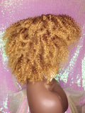 Strawberry Blonde Curly Afro Kinky Twist Hair with Bangs Wig Afro Corkscrew Hair Wig Soft Natural Coily Ombre Blonde Hair Wig - Beauty Blessing Wigs & Hair Extensions Boutique