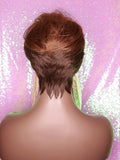 Short Cut Celebrity Inspired Pixie Cut Hair Wig with Bangs and Layers Soft Ombre Brown Auburn Copper - Beauty Blessing Wigs & Hair Extensions Boutique