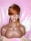 Short Cut Celebrity Inspired Pixie Cut Hair Wig with Bangs and Layers Soft Ombre Brown Auburn Copper - Beauty Blessing Wigs & Hair Extensions Boutique