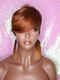 Short Cut Celebrity Inspired Pixie Cut Hair Wig with Bangs and Layers Soft Ombre Brown Auburn Copper - Beauty Blessing Wigs & Hair Extensions Boutique