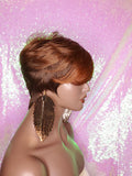 Short Cut Celebrity Inspired Pixie Cut Hair Wig with Bangs and Layers Soft Ombre Brown Auburn Copper - Beauty Blessing Wigs & Hair Extensions Boutique