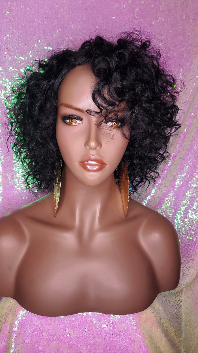 Short Loose Curl Style
Curly Brazilian Remy 100% Human Hair Full Cap Wig. - Beauty Blessing Wigs & Hair Extensions Boutique