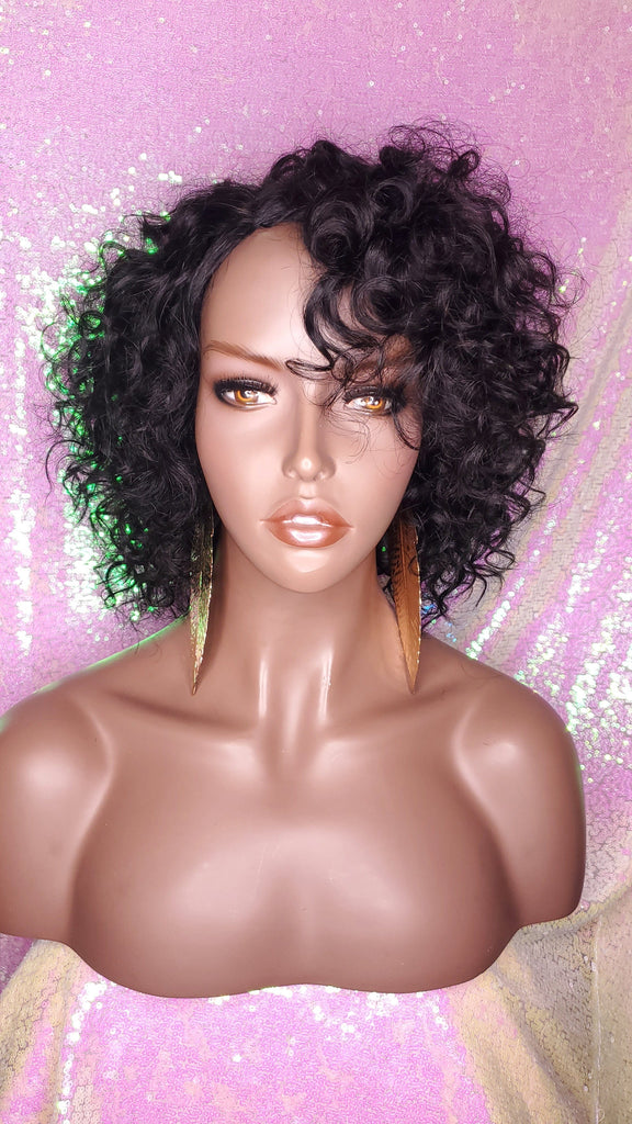 Short Loose Curl Style
Curly Brazilian Remy 100% Human Hair Full Cap Wig. - Beauty Blessing Wigs & Hair Extensions Boutique