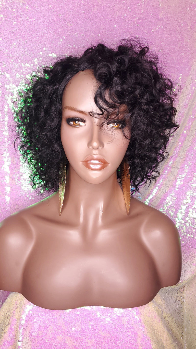 Short Loose Curl Style
Curly Brazilian Remy 100% Human Hair Full Cap Wig. - Beauty Blessing Wigs & Hair Extensions Boutique