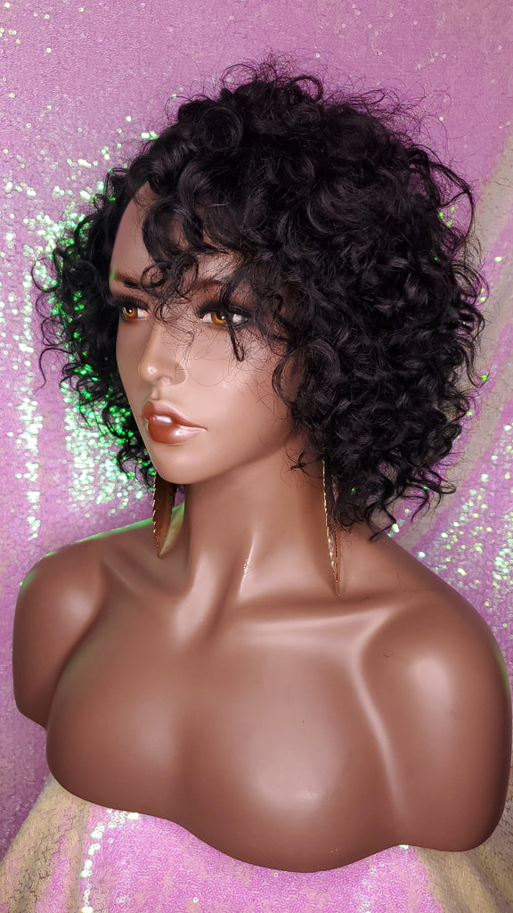 Short Loose Curl Style
Curly Brazilian Remy 100% Human Hair Full Cap Wig. - Beauty Blessing Wigs & Hair Extensions Boutique