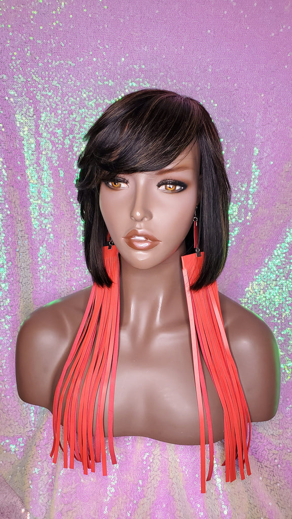 Bob Brazilian Remy Human Hair Remy Short Hair Bob Style Swoop Bang Wig Full Cap Wig - Beauty Blessing Wigs & Hair Extensions Boutique