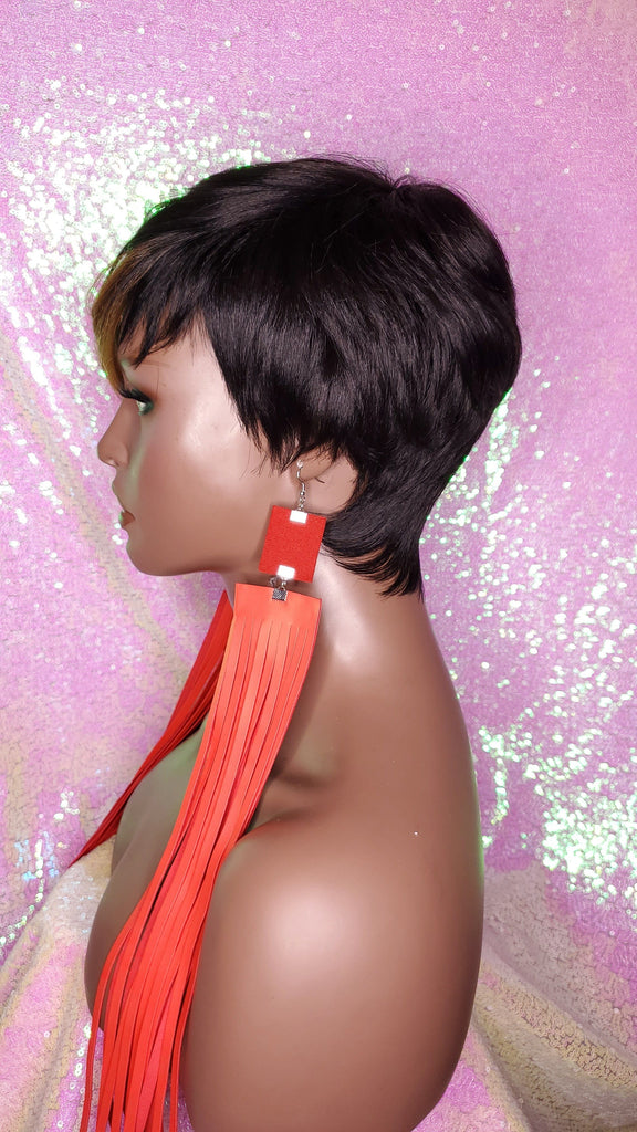 Pixie Short Cut Swoop Bang Layered Bang Style Hair Wig Vogue Fashion Brown Strawberry Blonde Bang Hair Wig - Beauty Blessing Wigs & Hair Extensions Boutique