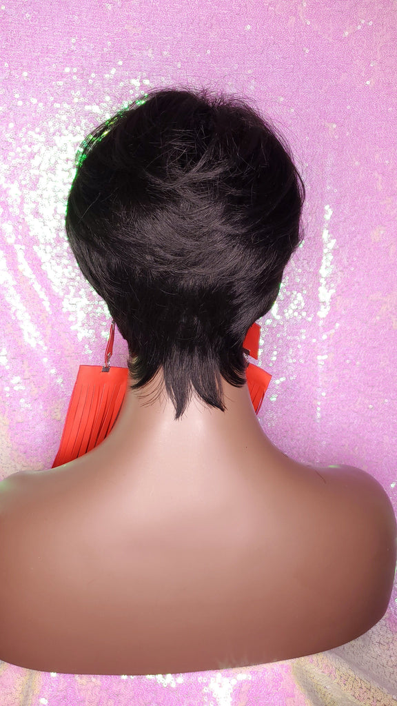 Pixie Short Cut Swoop Bang Layered Bang Style Hair Wig Vogue Fashion Brown Strawberry Blonde Bang Hair Wig - Beauty Blessing Wigs & Hair Extensions Boutique