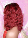 Burgundy Hair Loose Wave Bob Lace Front Brazilian Remy 100% Human Hair Natural Loose Waves Glueless Lace Wig - Beauty Blessing Wigs & Hair Extensions Boutique