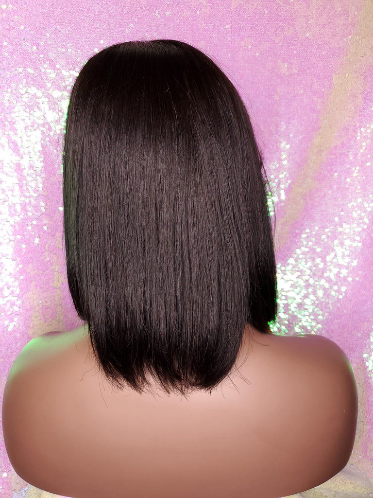Bob Human Hair Brazilian Remy Hair Natural Hairstyle Swoop Bang Bob Style Full Cap Wig - Beauty Blessing Wigs & Hair Extensions Boutique