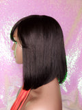 Bob Human Hair Brazilian Remy Hair Natural Hairstyle Swoop Bang Bob Style Full Cap Wig - Beauty Blessing Wigs & Hair Extensions Boutique