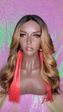 Long Loose Wave Lace Wig Natural Hairstyle Celebrity Style Wig Ombre Auburn Strawberry Blonde Colored Hair Wig - Beauty Blessing Wigs & Hair Extensions Boutique