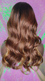 Long Loose Wave Lace Wig Natural Hairstyle Celebrity Style Wig Ombre Auburn Strawberry Blonde Colored Hair Wig - Beauty Blessing Wigs & Hair Extensions Boutique