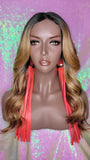 Long Loose Wave Lace Wig Natural Hairstyle Celebrity Style Wig Ombre Auburn Strawberry Blonde Colored Hair Wig - Beauty Blessing Wigs & Hair Extensions Boutique