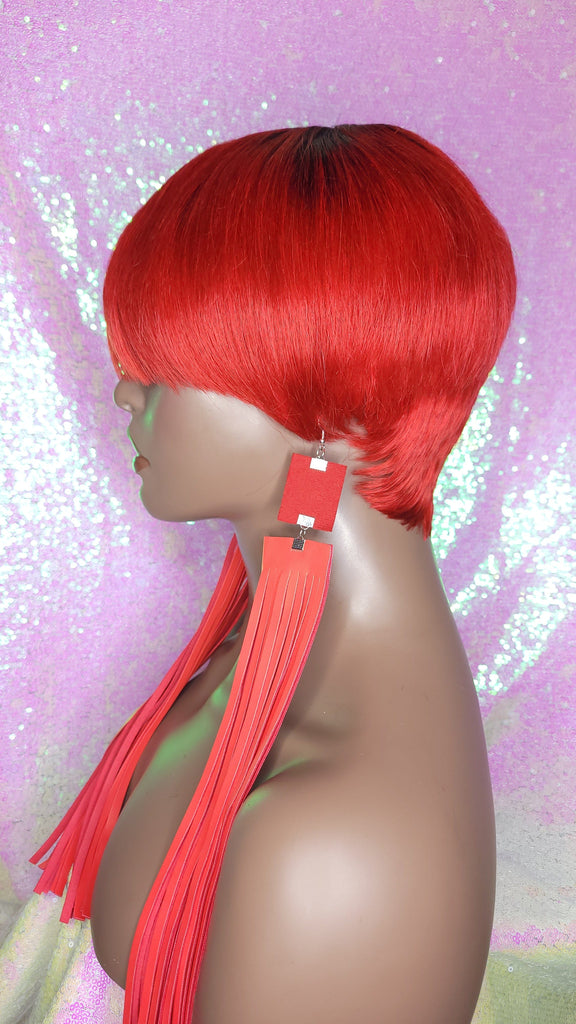 Red Hair Wig Human Hair Brazilian Remy Style Mushroom Hair Cut Bowl Pixie Cut Red Hair  Glueless Wig - Beauty Blessing Wigs & Hair Extensions Boutique