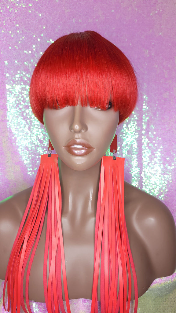 Red Hair Wig Human Hair Brazilian Remy Style Mushroom Hair Cut Bowl Pixie Cut Red Hair  Glueless Wig - Beauty Blessing Wigs & Hair Extensions Boutique