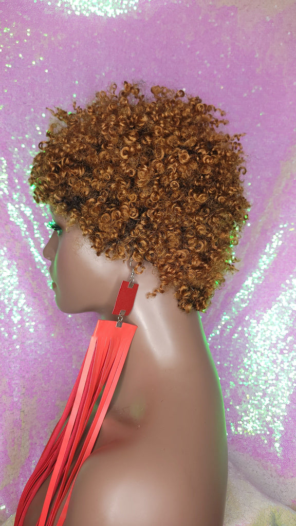 Auburn Hair Virgin Remy Short Afro Coil Kinky Curl Human Hair Wig Glueless Hair Full Natural Wig - Beauty Blessing Wigs & Hair Extensions Boutique