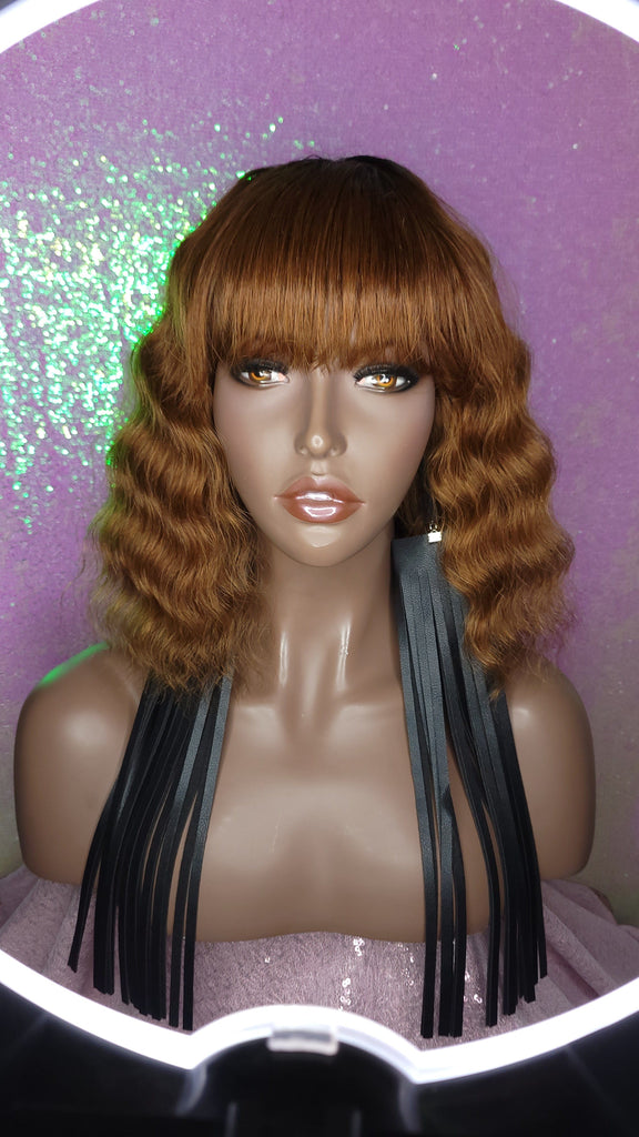 Deep Wave Short Bob Hairstyle Brazilian Remy 100% Human Hair with Bangs Natural Wave Hair Wig Auburn Hair Wig - Beauty Blessing Wigs & Hair Extensions Boutique