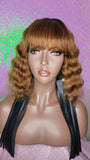 Deep Wave Short Bob Hairstyle Brazilian Remy 100% Human Hair with Bangs Natural Wave Hair Wig Auburn Hair Wig - Beauty Blessing Wigs & Hair Extensions Boutique
