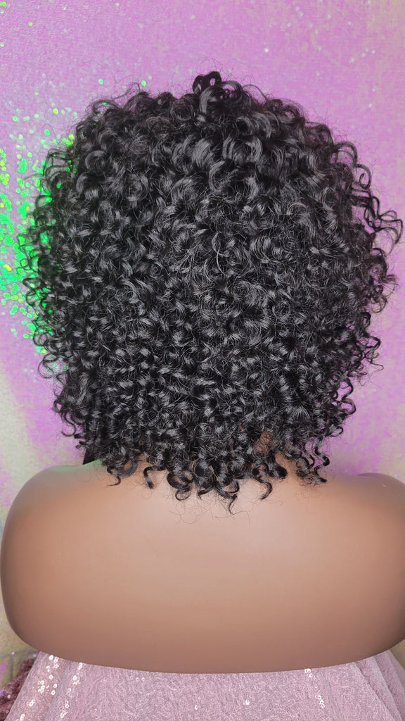 Brazilian Remy Straw Curl Short Jerry Curly Wig Human Hair Remy Natural Hairstyle Wig - Beauty Blessing Wigs & Hair Extensions Boutique