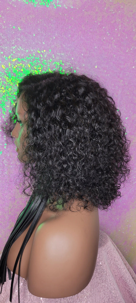 Jerry Curl Bob Brazilian Remy 100% Human Hair Lace Front Wig 4×4 Flexible Parting Bob Hair Bohemian Curly Wig - Beauty Blessing Wigs & Hair Extensions Boutique