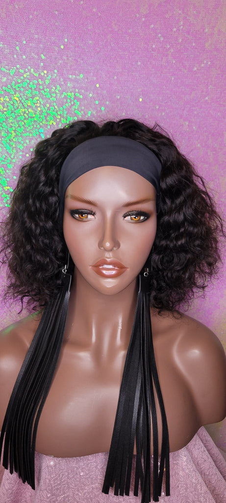 Head band Wig Short Bob Water Wave Brazilian Remy 100% Human Hair Natural Hair Half Wig Hair Wrap Headband Wig Affordable - Beauty Blessing Wigs & Hair Extensions Boutique