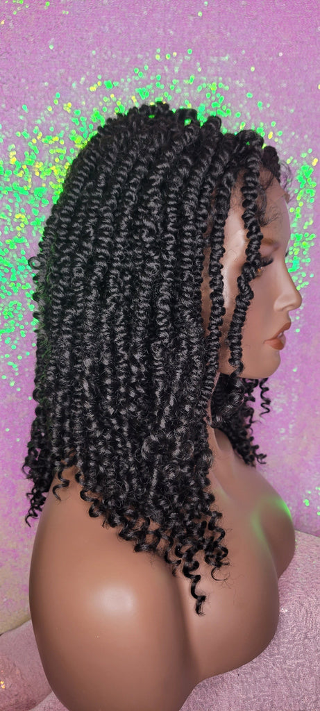 Spring Twist Passion Twist Kinky Twist Lace Wig Braid Hair Lace Front Wig Flexible Parting Bob Lace Wig Layered African Twist Short Hair Glueless Wig - Beauty Blessing Wigs & Hair Extensions Boutique