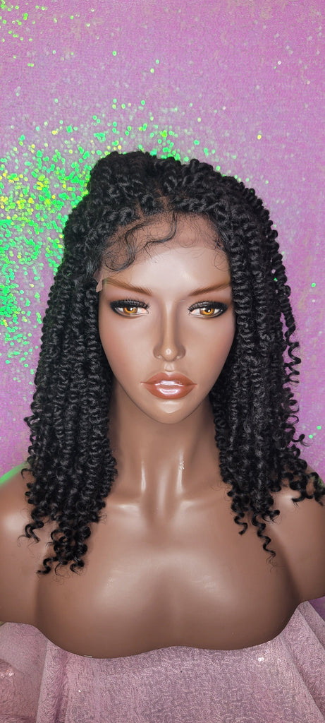 Spring Twist Passion Twist Kinky Twist Lace Wig Braid Hair Lace Front Wig Flexible Parting Bob Lace Wig Layered African Twist Short Hair Glueless Wig - Beauty Blessing Wigs & Hair Extensions Boutique
