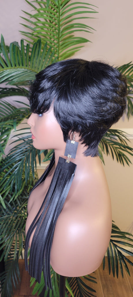 Pixie Cut Swoop Bang 100% Remy Human Hair Short Style Layered Hair Cut with Bangs Fashion Wig - Beauty Blessing Wigs & Hair Extensions Boutique