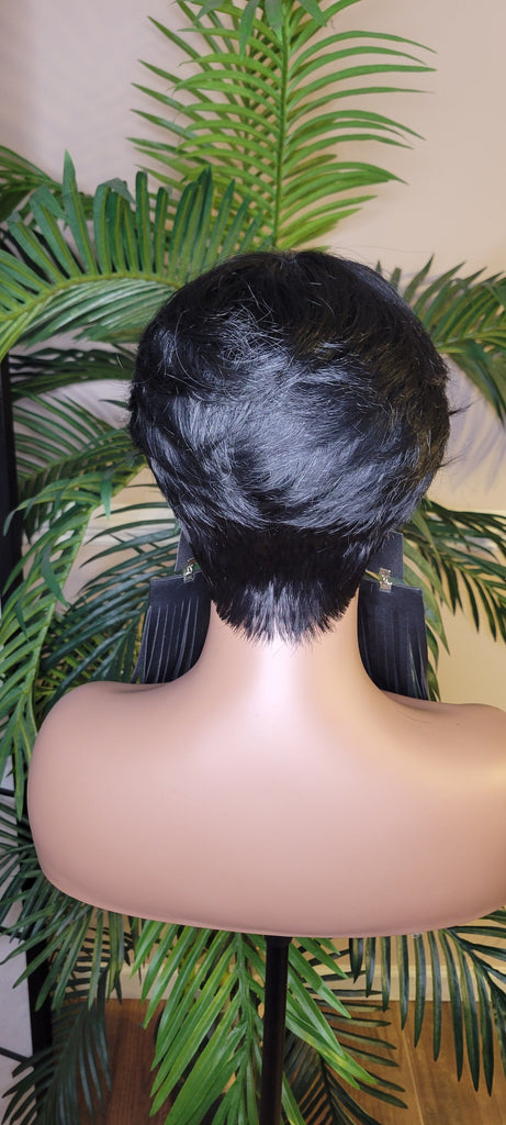 Pixie Cut Swoop Bang 100% Remy Human Hair Short Style Layered Hair Cut with Bangs Fashion Wig - Beauty Blessing Wigs & Hair Extensions Boutique