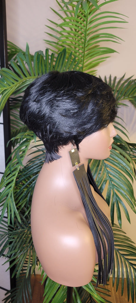 Pixie Cut Swoop Bang 100% Remy Human Hair Short Style Layered Hair Cut with Bangs Fashion Wig - Beauty Blessing Wigs & Hair Extensions Boutique