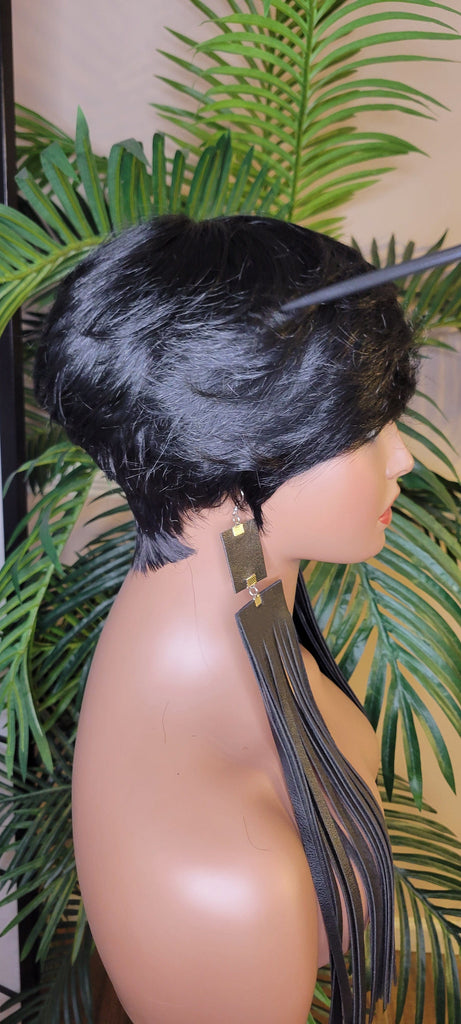 Pixie Cut Swoop Bang 100% Remy Human Hair Short Style Layered Hair Cut with Bangs Fashion Wig - Beauty Blessing Wigs & Hair Extensions Boutique