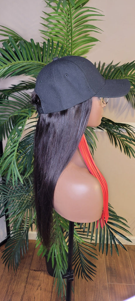 Wig Baseball Cap Brazilian Remy 100% Human Hair Straight Hair Wig Hat Black Cap Wig Soft Luxurious Hair - Beauty Blessing Wigs & Hair Extensions Boutique