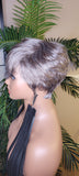 Gray Wig Pixie Cut Layered Swoop Bang Style Human Hair Short Hair Wig Ombre Salt Pepper Gray Hair Wig - Beauty Blessing Wigs & Hair Extensions Boutique