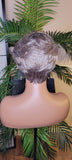 Gray Wig Pixie Cut Layered Swoop Bang Style Human Hair Short Hair Wig Ombre Salt Pepper Gray Hair Wig - Beauty Blessing Wigs & Hair Extensions Boutique