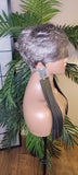 Gray Wig Pixie Cut Layered Swoop Bang Style Human Hair Short Hair Wig Ombre Salt Pepper Gray Hair Wig - Beauty Blessing Wigs & Hair Extensions Boutique