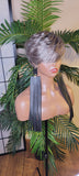 Gray Wig Pixie Cut Layered Swoop Bang Style Human Hair Short Hair Wig Ombre Salt Pepper Gray Hair Wig - Beauty Blessing Wigs & Hair Extensions Boutique