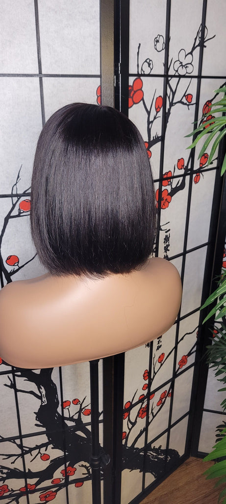 Short Bob Brazilian Remy Human Hair Remy Short Hair Bob Lace Part Bob Hairstyle Style Full Cap Wig - Beauty Blessings LLC