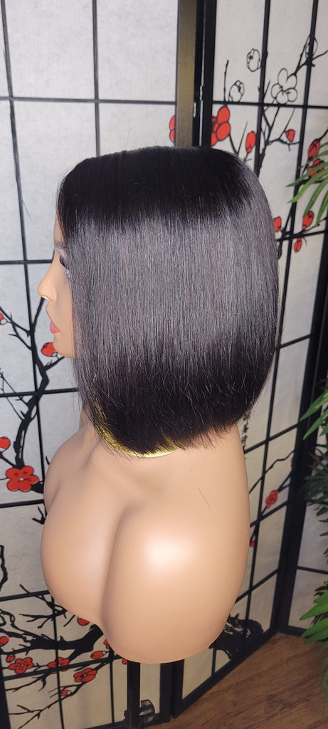 Short Bob Brazilian Remy Human Hair Remy Short Hair Bob Lace Part Bob Hairstyle Style Full Cap Wig - Beauty Blessings LLC