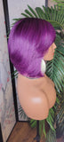 Purple Hair Wig Bob Brazilian Remy Human Hair Remy Short Hair Bob Style Swoop Bang Wig Full Cap Wig - Beauty Blessings LLC