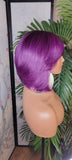 Purple Hair Wig Bob Brazilian Remy Human Hair Remy Short Hair Bob Style Swoop Bang Wig Full Cap Wig - Beauty Blessings LLC