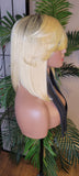 Blonde Hair Bob Human Hair Brazilian Remy Hair Natural Hairstyle Swoop Bang Bob Style Full Cap Wig - Beauty Blessing Wigs & Hair Extensions Boutique