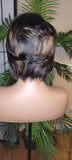 Short Bob Pixie Cut Brazilian Remy Hair Layered Hair Bob Style with Swoop Bangs Sassy Razor Cut Full Cap Wig - Beauty Blessings LLC
