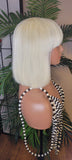 BLONDE Bob Short China Bang Wig Remy 100% Human Hair Wig Razor Cut Bob Hair Style - Beauty Blessings LLC